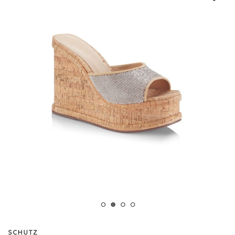 SHUTZ Dalle Crystal Embellished Wedge Sandals SIZE 7.5